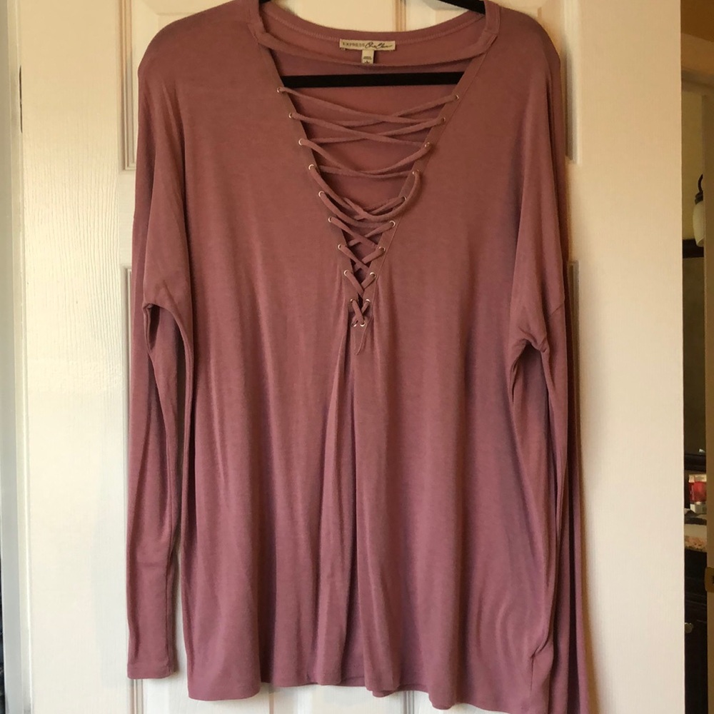 Express lace up long sleeve shirt